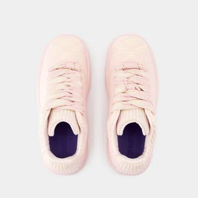 Burberry Embroidered Fabric Box Sneakers For Women In Pink
