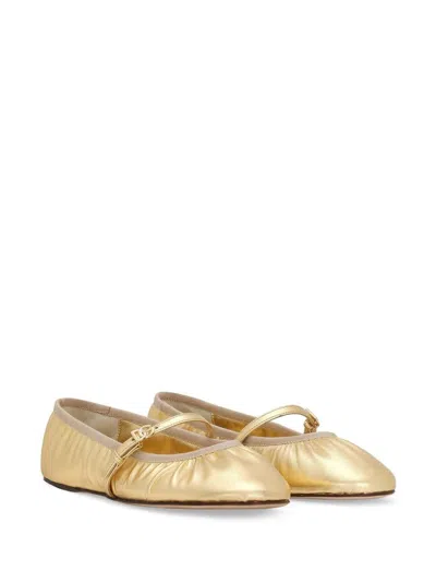 Dolce & Gabbana Nappa Mordore Ballet Flats In Gold