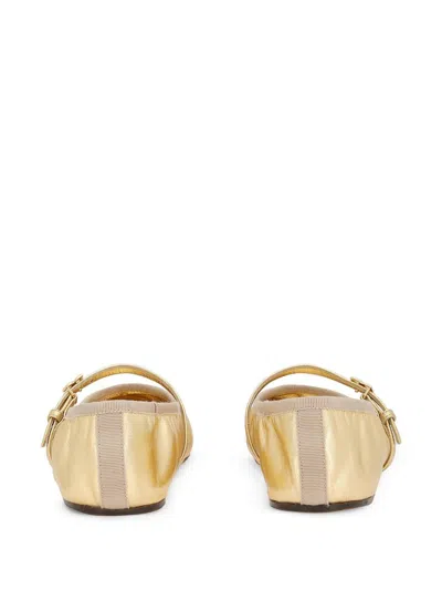 Dolce & Gabbana Nappa Mordore Ballet Flats In Gold