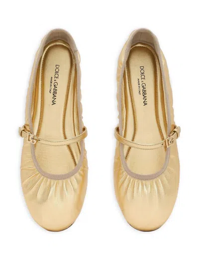 Dolce & Gabbana Nappa Mordore Ballet Flats In Gold