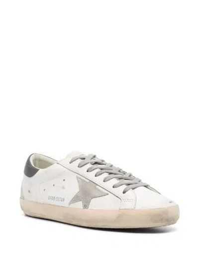 Shop Golden Goose Super Star Leather Sneakers In Grey