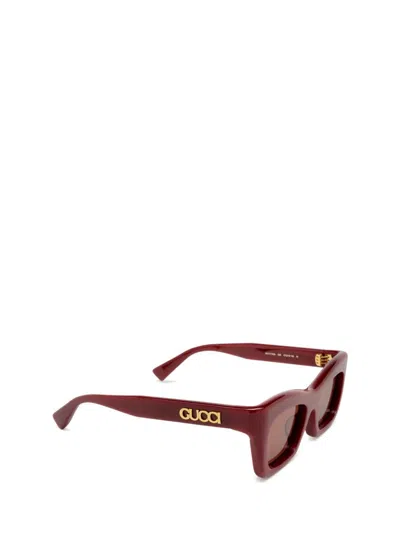 Gucci Rectangle-frame Sunglasses In Brugundy