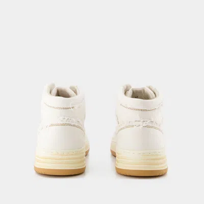 Hogan Contrast-stitch High-top Sneakers In Beige