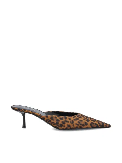 Saint Laurent Barbara 55 Animal-print Grosgrain Mules In Natural Coat