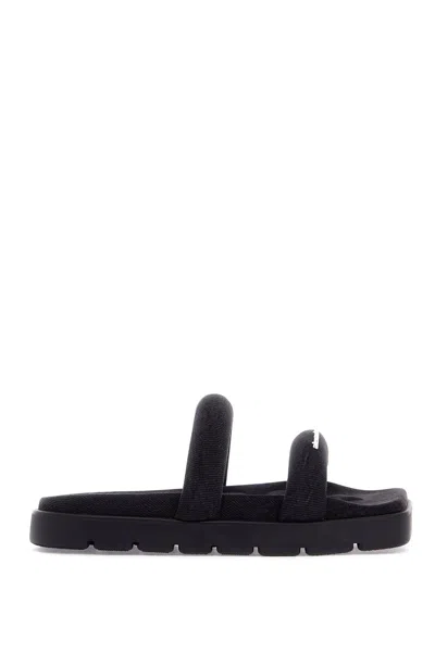 Alexander Wang Jay Denim Slide Sandal In Grey Aged