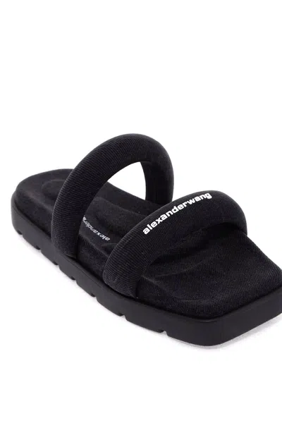 Alexander Wang Jay Denim Slide Sandal In Grey Aged