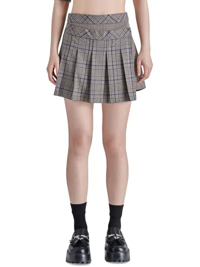 Steve Madden Jeannie Plaid Pleated Skirt In Multi