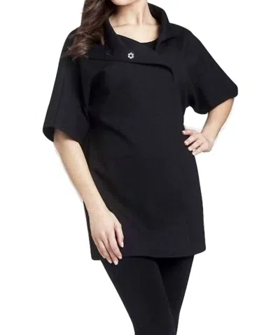 Angel Side Zip Short Sleeve Coat In Black In Black