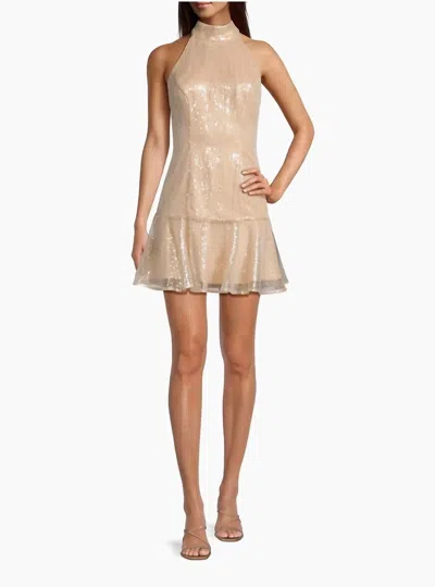 Milly Rochel Halter Dress In Gold