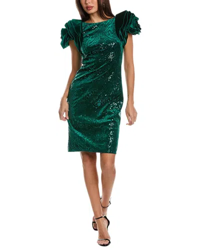 Tadashi Shoji Velvet Sheath Dress In Green
