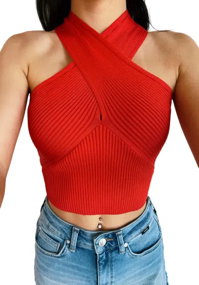 Day + Moon Strawberry Fields Knit Top In Red In Red