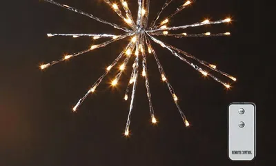 Raz Imports 18" Starburst With 80 Warm White Lights & Remote In Silver