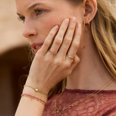 Astrid &amp; Miyu Pink Sapphire Baguette Band Ring In Solid Gold