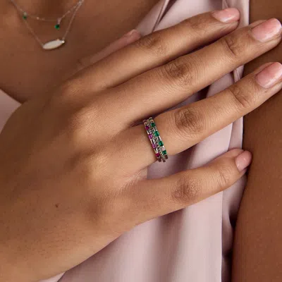 Astrid &amp; Miyu Ridged Band Ring In Solid White Gold