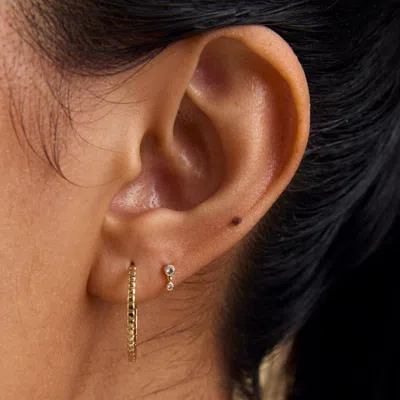 Astrid &amp; Miyu White Topaz Bezel Charm Piercing Stud In Solid Gold