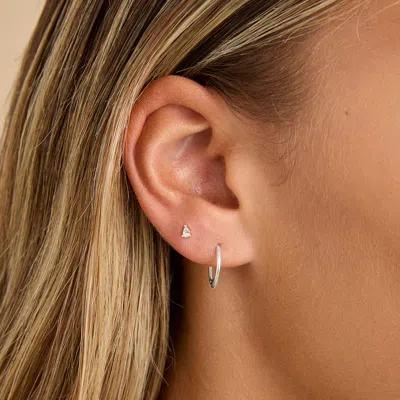 Astrid &amp; Miyu White Topaz Pear Piercing Stud In Solid White Gold