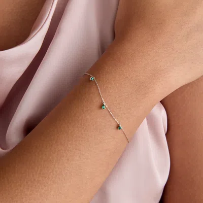 Astrid &amp; Miyu Emerald Charm Bracelet In Solid White Gold