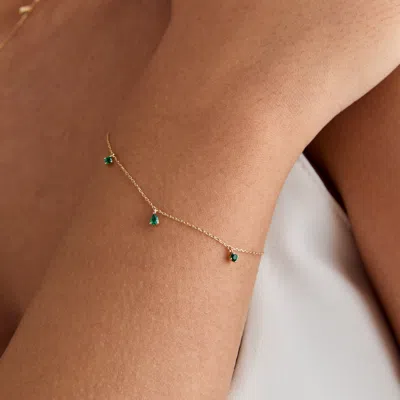 Astrid &amp; Miyu Emerald Charm Bracelet In Solid Gold