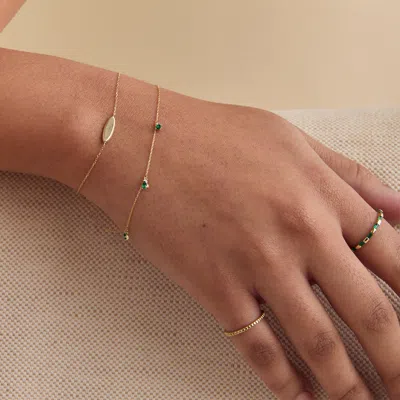 Astrid &amp; Miyu Emerald Charm Bracelet In Solid Gold
