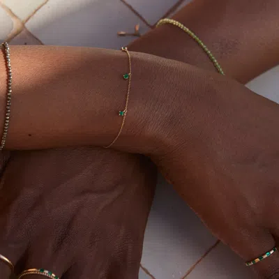 Astrid &amp; Miyu Emerald Charm Bracelet In Solid Gold