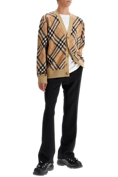 Shop Burberry Ered Wool And Mohair Cardigan Sweater