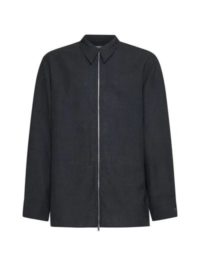 Studio Nicholson Axia Zip-up Wool Shirt In Tarmac Grey