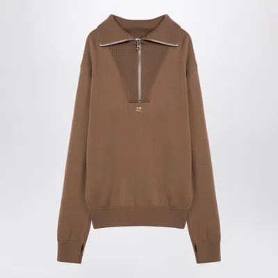 Courrèges Beige Wool Zip Sweater