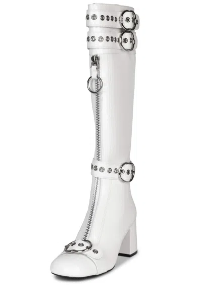 Pre-owned Jeffrey Campbell Jeffery Campbell Women's White Jenine Knee High Boot
