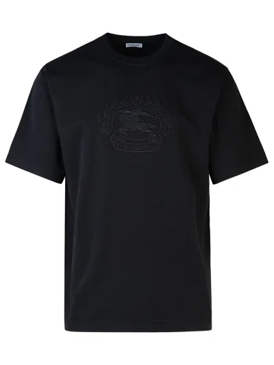 Burberry Tempah Embroidered Logo Cotton T-shirt In Black