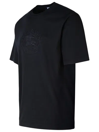 Burberry Tempah Embroidered Logo Cotton T-shirt In Black