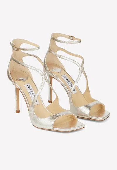 Jimmy Choo Azia 95 Glittered Sandals In Gold