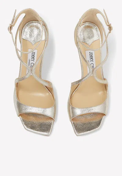 Jimmy Choo Azia 95 Glittered Sandals In Gold