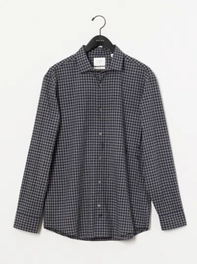 Billy Reid Plaid Check Hutcheson Sport Shirt In Navy/grey