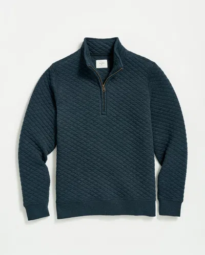 Billy Reid Diamond Quilt Half Zip Sweatshirt In Carbon Blue In Blue