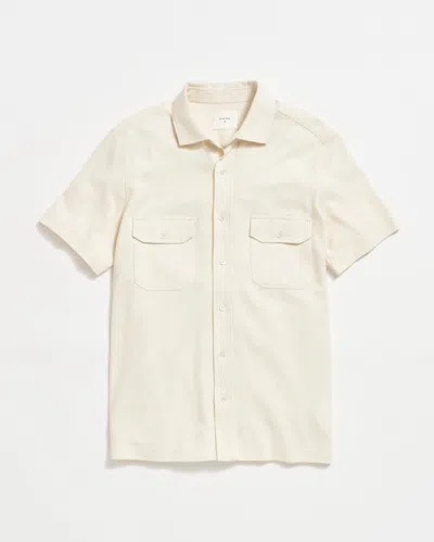 Billy Reid Short Sleeve Hemp Cotton Knit Shirt In White