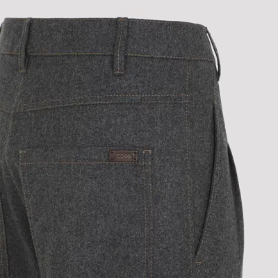 Brunello Cucinelli Cropped Wool Pants In Grey