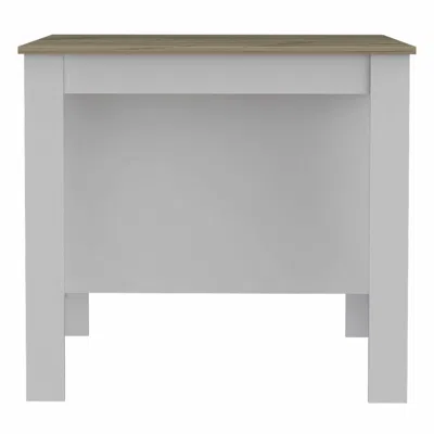 Homezia Light Oak And White Kitchen Island With Three Storage Shelves