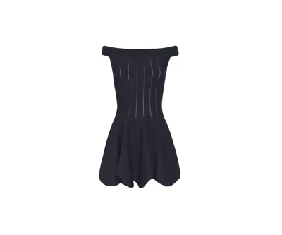 Jonathon Simkhai Pointelle Off Shoulder Dress, Navy In Blue