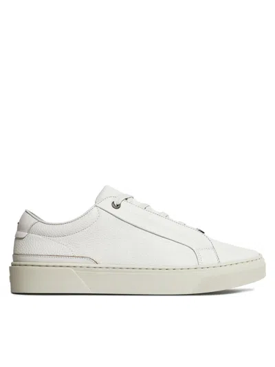 Hugo Boss Gary Tenn Mens Leather Low-top Trainers With Branded Lace Loop Nos In White