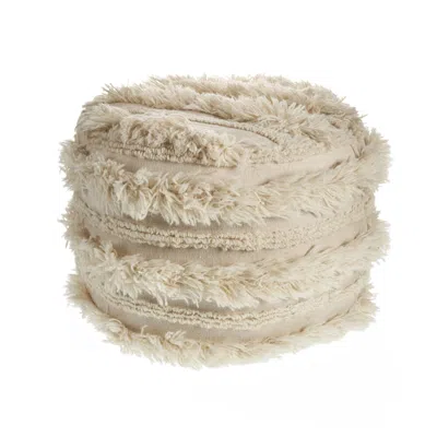 Homezia 18" Ivory 100% Cotton Ottoman