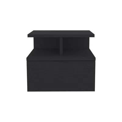 Homezia 12" Black One Drawer Faux Wood Floating Nightstand