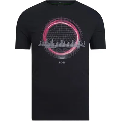 Hugo Boss Stretch-cotton Regular-fit T-shirt With Seasonal Artwork In Black