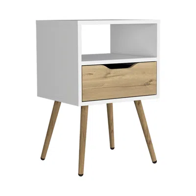 Homezia 25" White One Drawer Faux Wood Nightstand