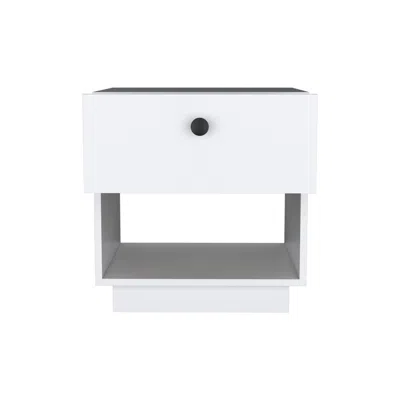 Homezia 20" White One Drawer Faux Wood Nightstand