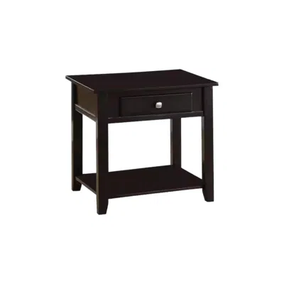 Homezia 22" Black Manufactured Wood Square End Table With Drawer With Shelf