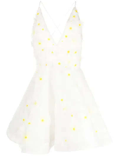 Zimmermann Daisy Embellished Linen And Silk-blend Mini Dress In Multi
