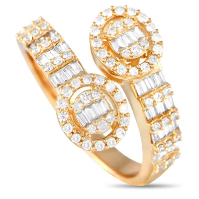 Lb Exclusive 14k Yellow Gold 0.65ct Diamond Halo Cluster Bypass Ring Rn32334-y In Gold