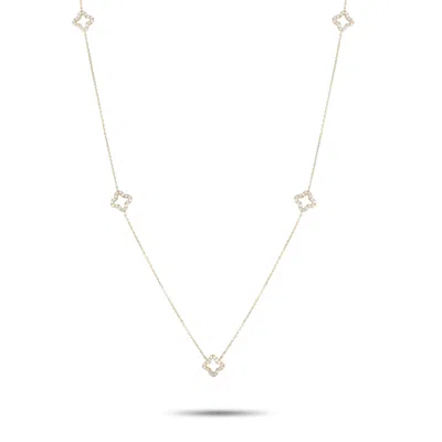 Lb Exclusive 14k Yellow Gold 1.0ct Diamond Quatrefoil Station Necklace Nk01759-y In Gold