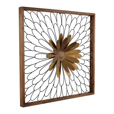Homezia Rustic Black And Bronze 3d Floral Bloom Wall Art