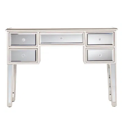Homezia 43" Silver Mirrored Glass Console Table With Storage